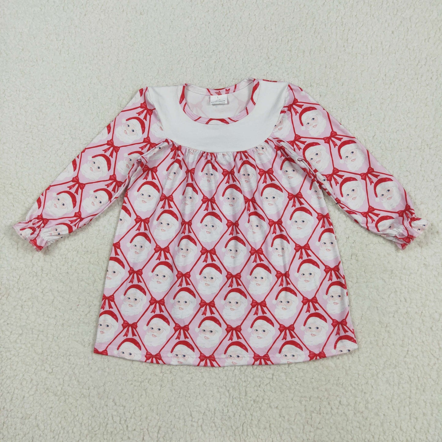 Sibling Baby Girls Bows Santa Trees Plaid Christmas Ruffle Knee Length Dresses