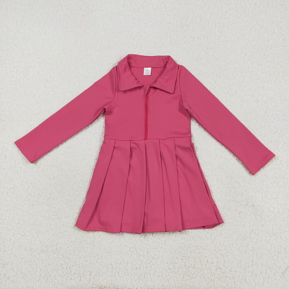 Sibling 8 Colors Baby Girls Long Sleeves Zipper Yoga Knee Length Dresses