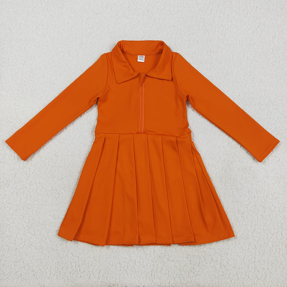 Sibling 8 Colors Baby Girls Long Sleeves Zipper Yoga Knee Length Dresses