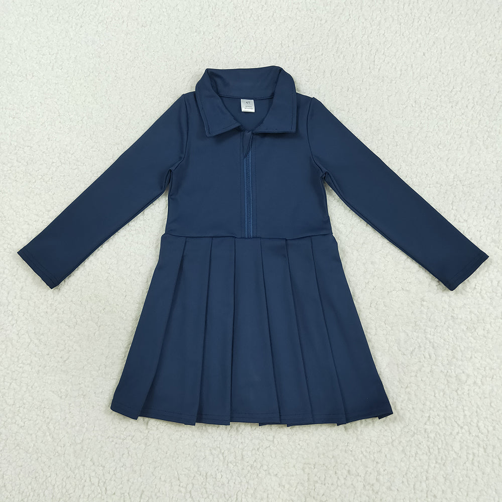 Sibling 8 Colors Baby Girls Long Sleeves Zipper Yoga Knee Length Dresses