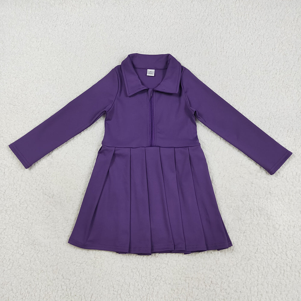 Sibling 8 Colors Baby Girls Long Sleeves Zipper Yoga Knee Length Dresses