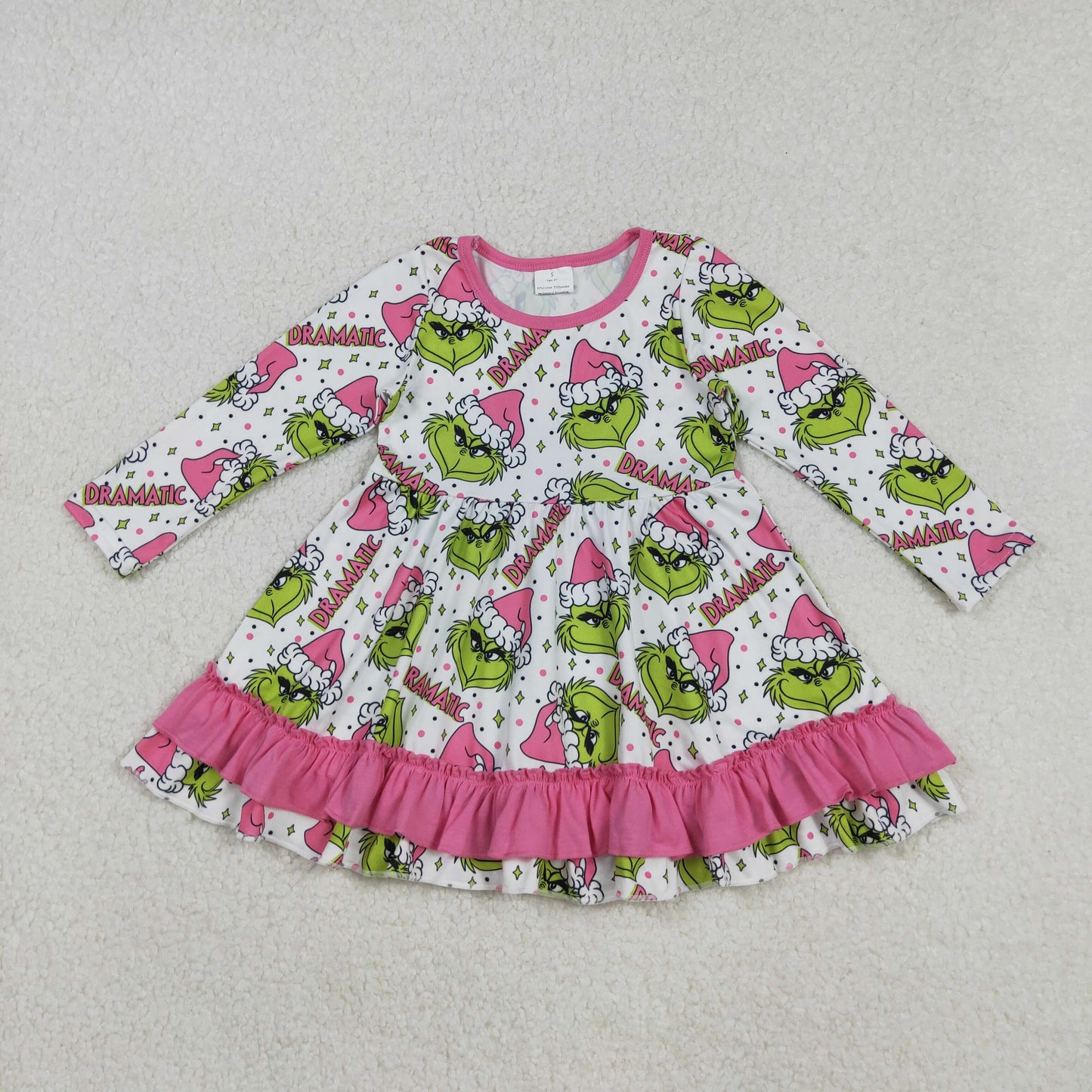 Sibling Baby Girls Grin Trees Lights Christmas Ruffle Knee Length Dresses