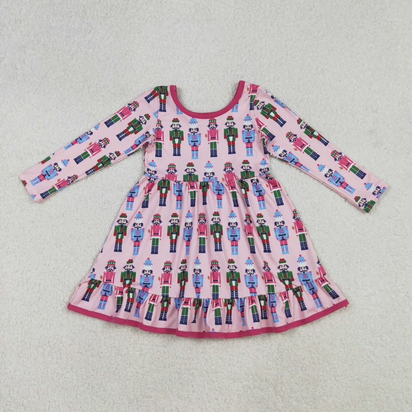 GLD1280 Baby Girls Soldiers Plaid Christmas Ruffle Knee Length Dresses