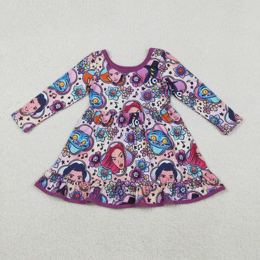 GLD1351 Baby Girls Flowers Demon Hunter Ruffle Knee Length Dresses