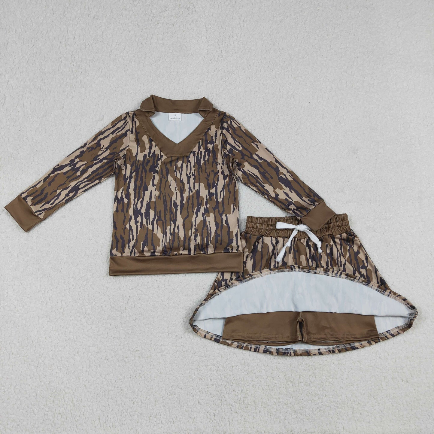 Sibling Baby Girls Southern Camo Long Sleeve Top Skirt Shorts Clothes Sets