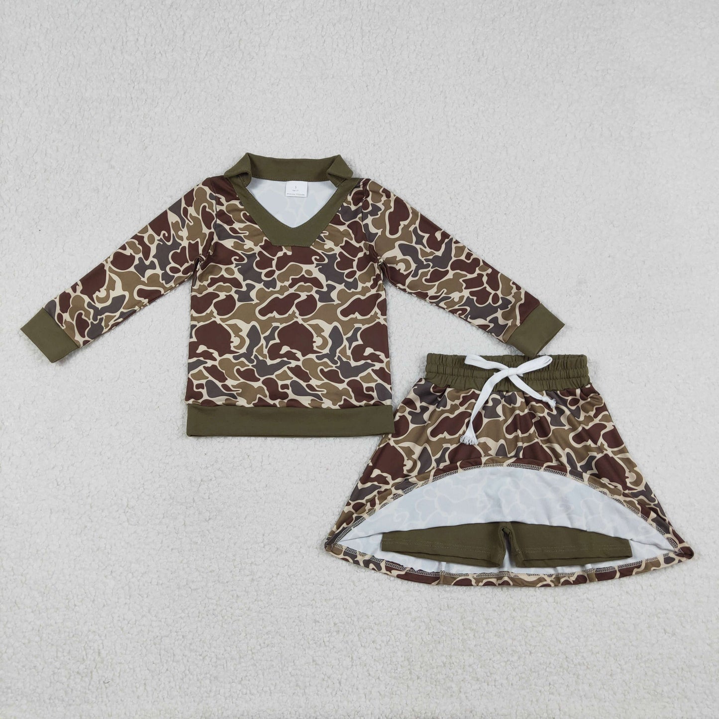 Sibling Baby Girls Southern Camo Long Sleeve Top Skirt Shorts Clothes Sets