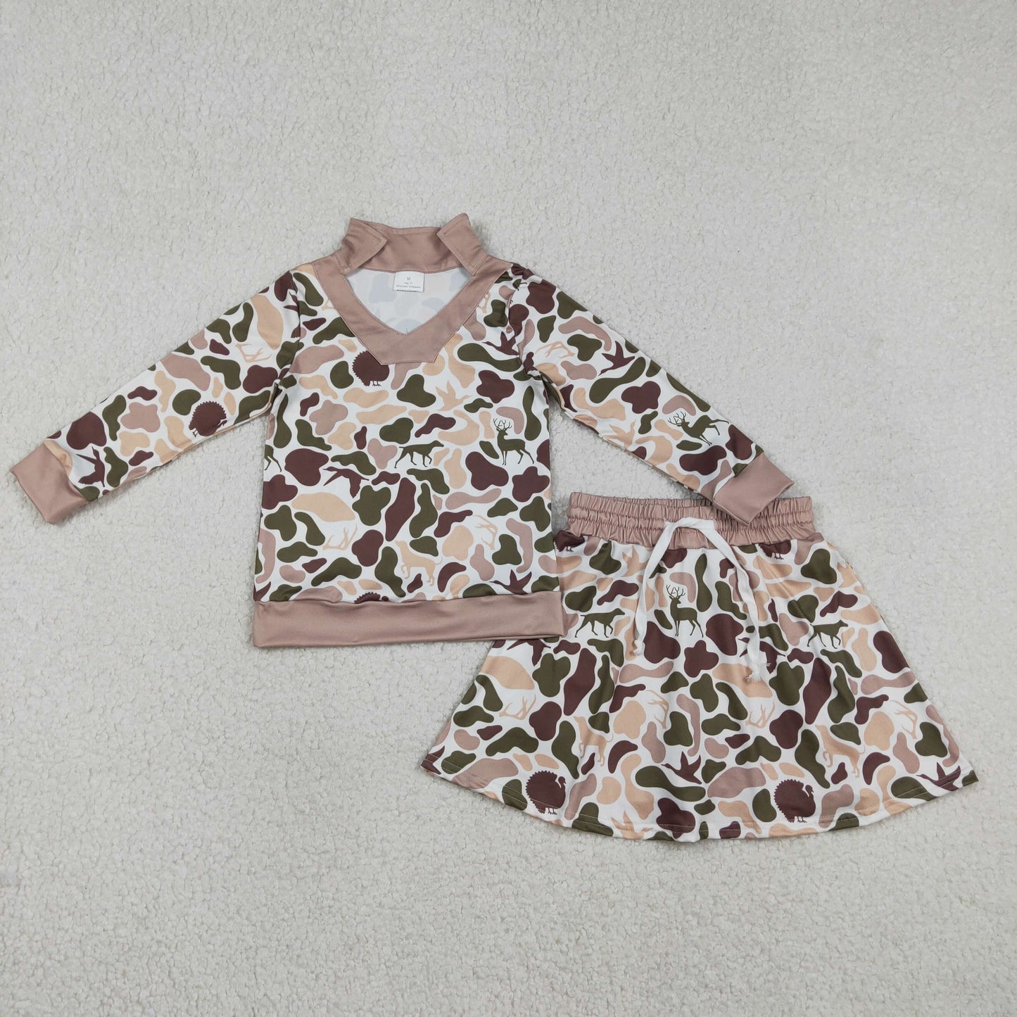 Sibling Baby Girls Southern Camo Long Sleeve Top Skirt Shorts Clothes Sets
