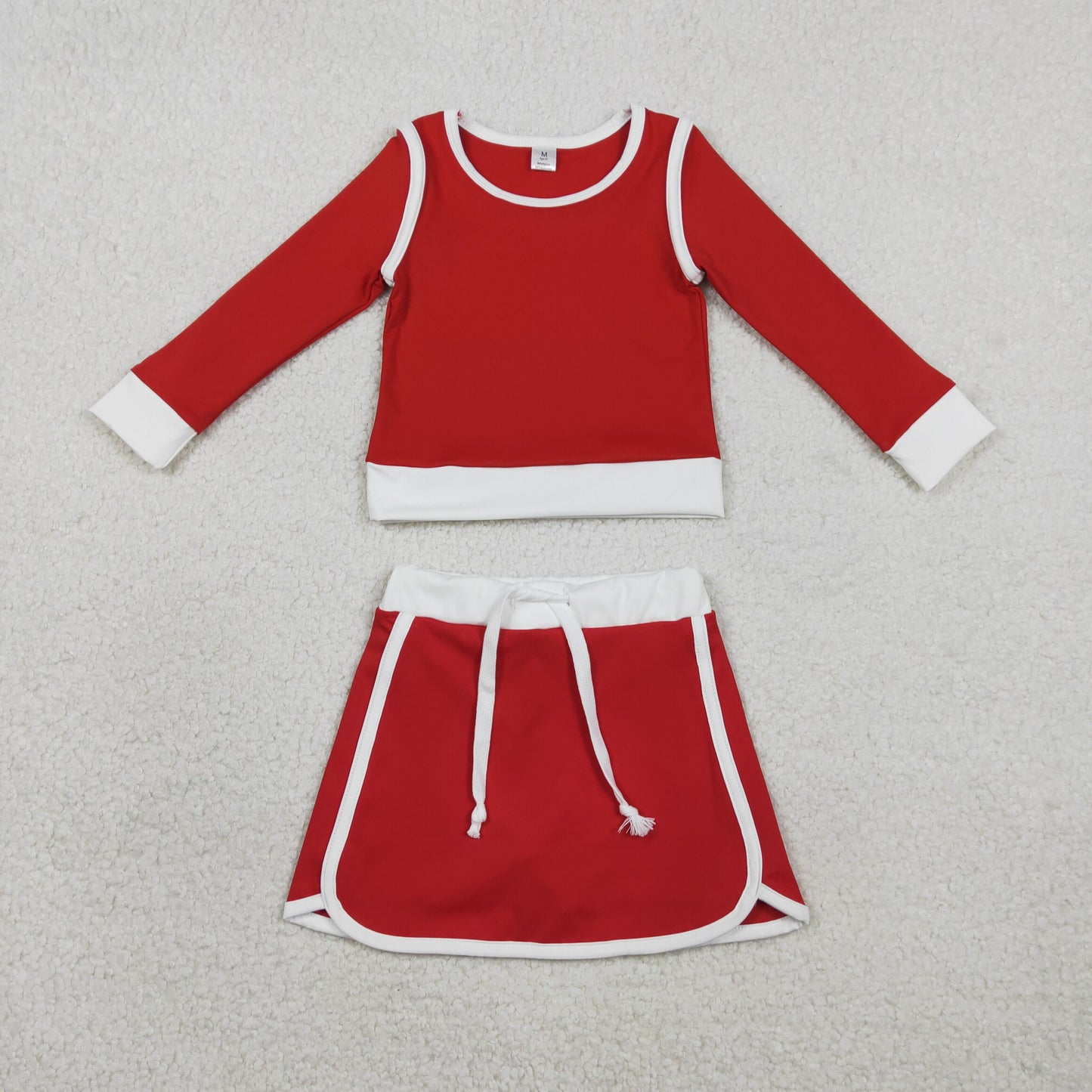 GLD1482 Baby Girls Red Long Sleeve Shirts Top Skirt Shorts Yoga Active Clothes Sets