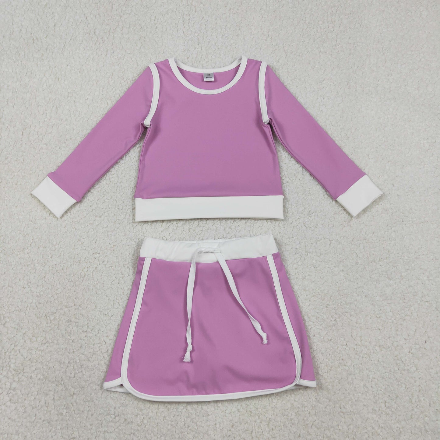 GLD1484 Baby Girls Pink Long Sleeve Shirts Top Skirt Shorts Yoga Active Clothes Sets