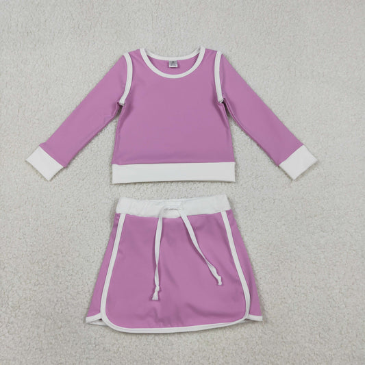 GLD1484 Baby Girls Pink Long Sleeve Shirts Top Skirt Shorts Yoga Active Clothes Sets
