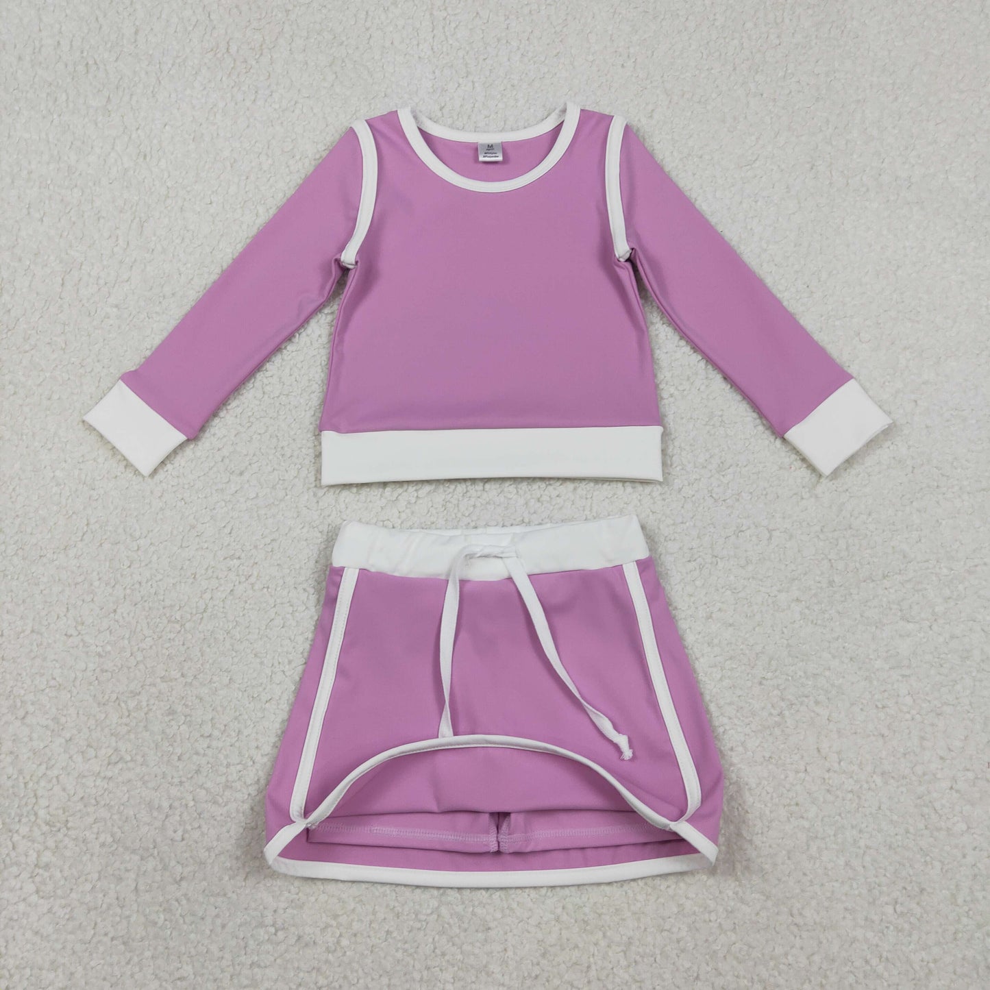 GLD1484 Baby Girls Pink Long Sleeve Shirts Top Skirt Shorts Yoga Active Clothes Sets