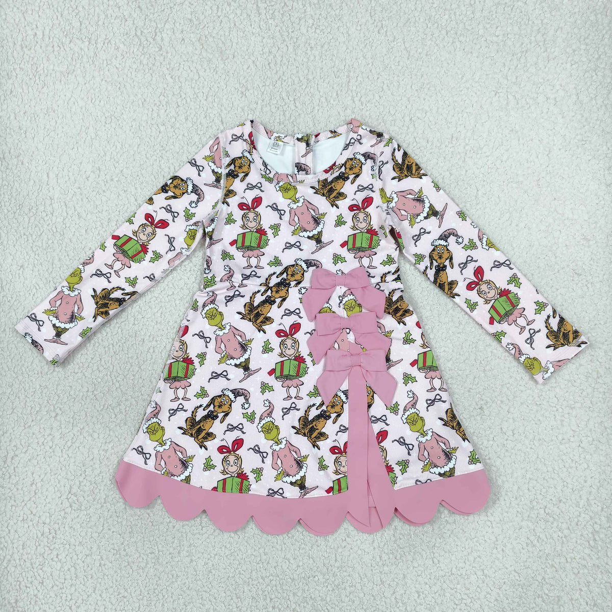 Sibling Baby Girls Long Sleeve Green Frogs Santa Trees Yoga Active Bows Scallop Christmas Sets
