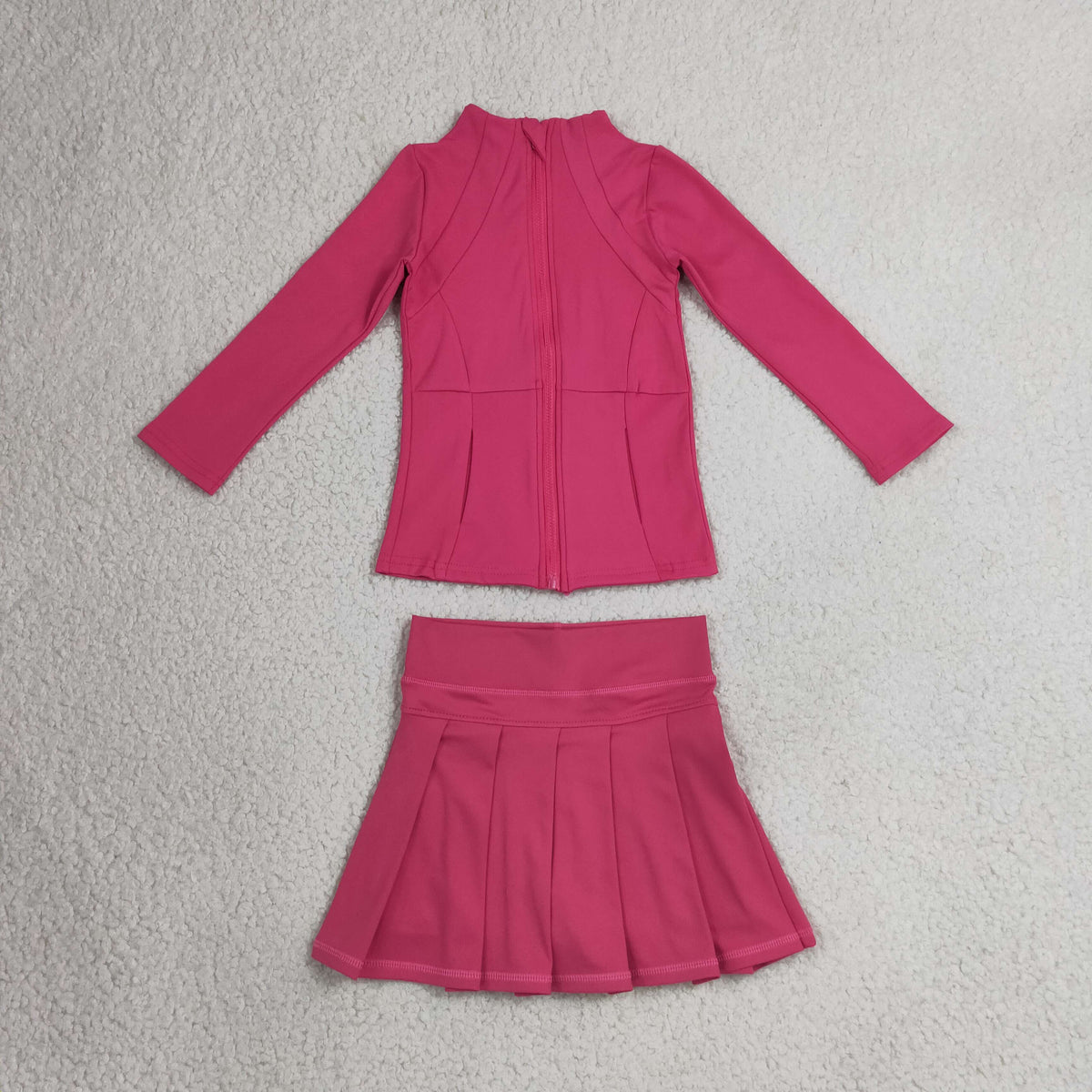 Sibling Baby Girls Long Sleeve Zip Pockets Tops Pleated Skorts Yoga Active Clothes Sets