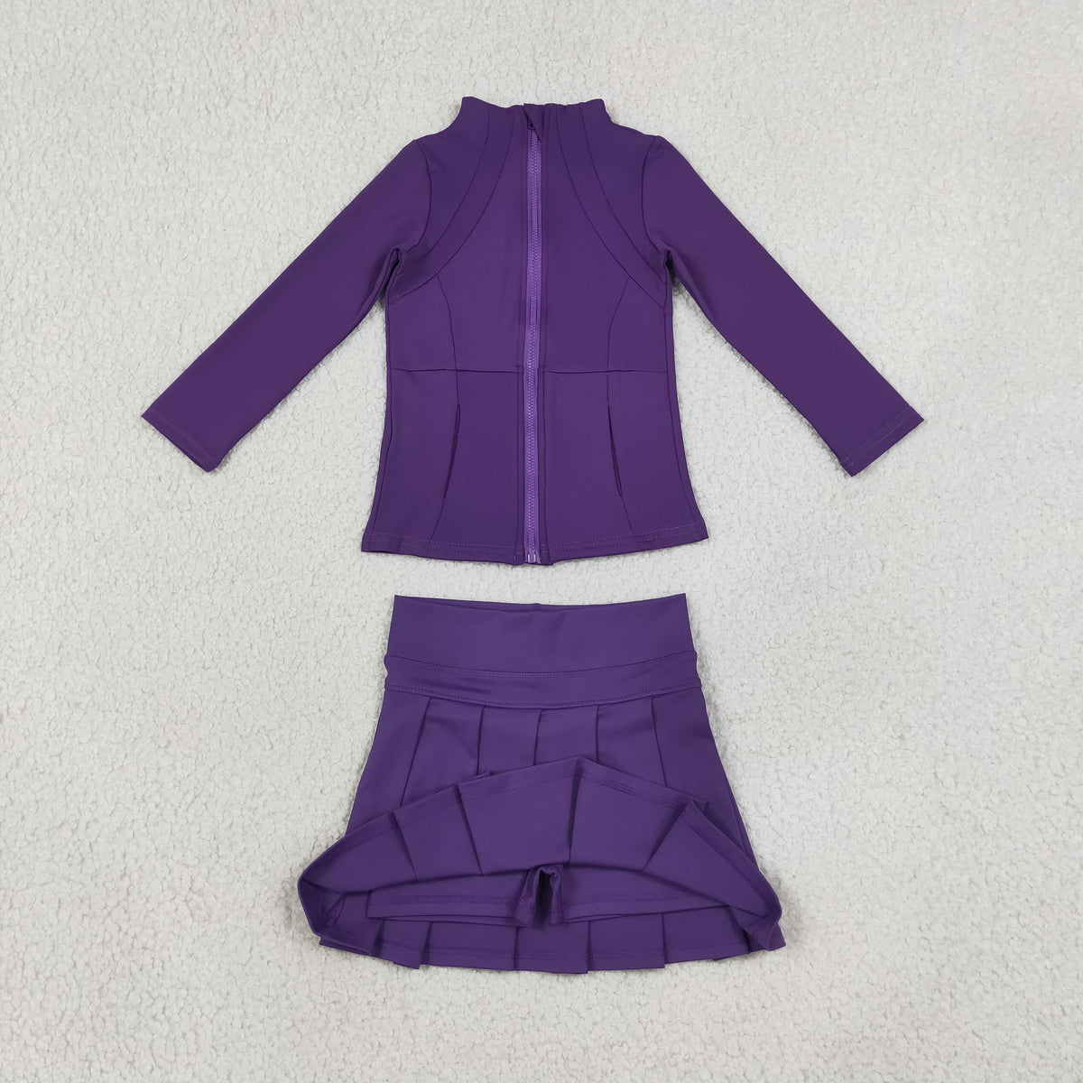 Sibling Baby Girls Long Sleeve Zip Pockets Tops Pleated Skorts Yoga Active Clothes Sets