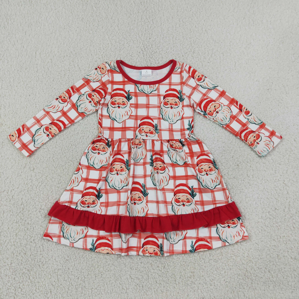 Sibling Baby Girls Red Checked Santa Ruffle Pant Christmas Pajamas Set Dress Blanked
