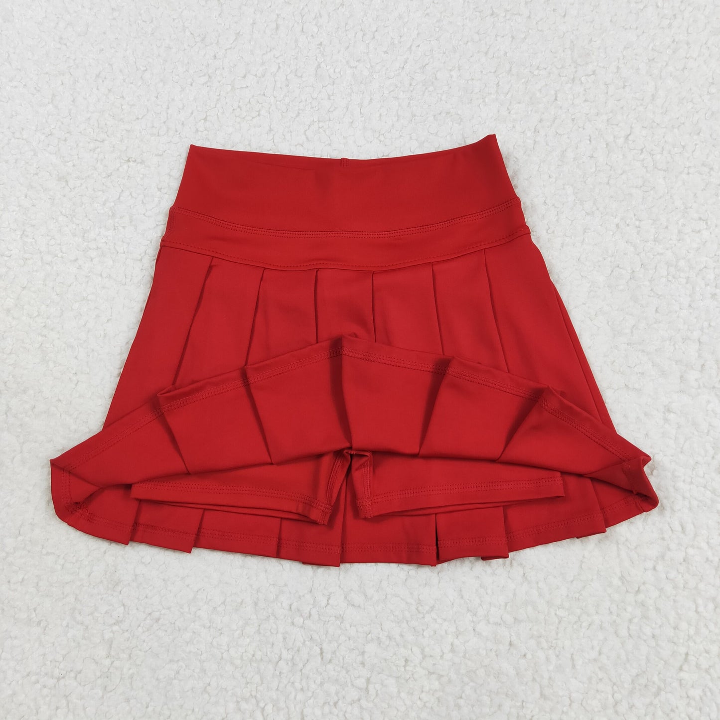GLK0125 Toddler Girls Clothes Red Athletic Yoga Active Pleated Skirts Short Bottom