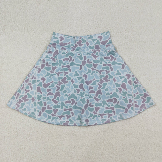 GLK0132 Adult Women Blue Ducks Dogs Camo Skirts Shorts Bottom