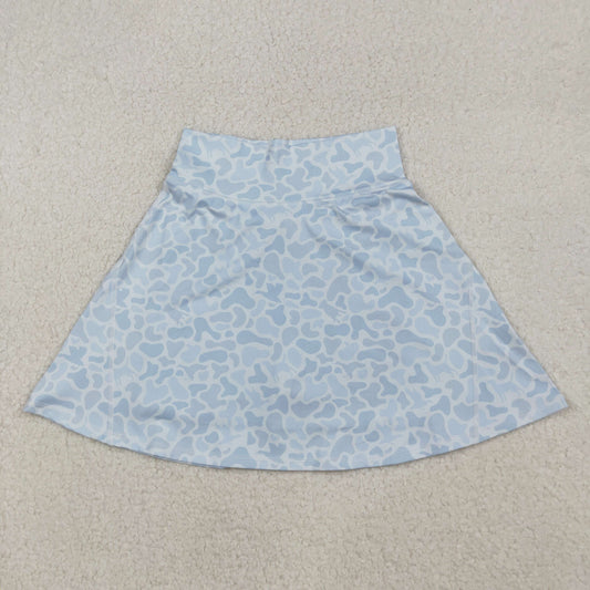 GLK0133 Adult Women Light Blue Ducks Dogs Camo Skirts Shorts Bottom