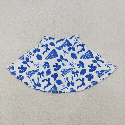GLK0138 Baby Girls Blue Bows Footballs Go Team Yoga Active Skirts Short Bottom