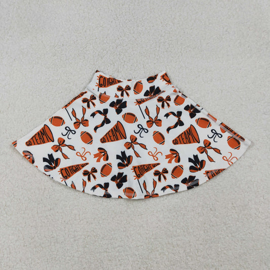 GLK0140 Baby Girls Orange Black Bows Footballs Go Team Yoga Active Skirts Short Bottom
