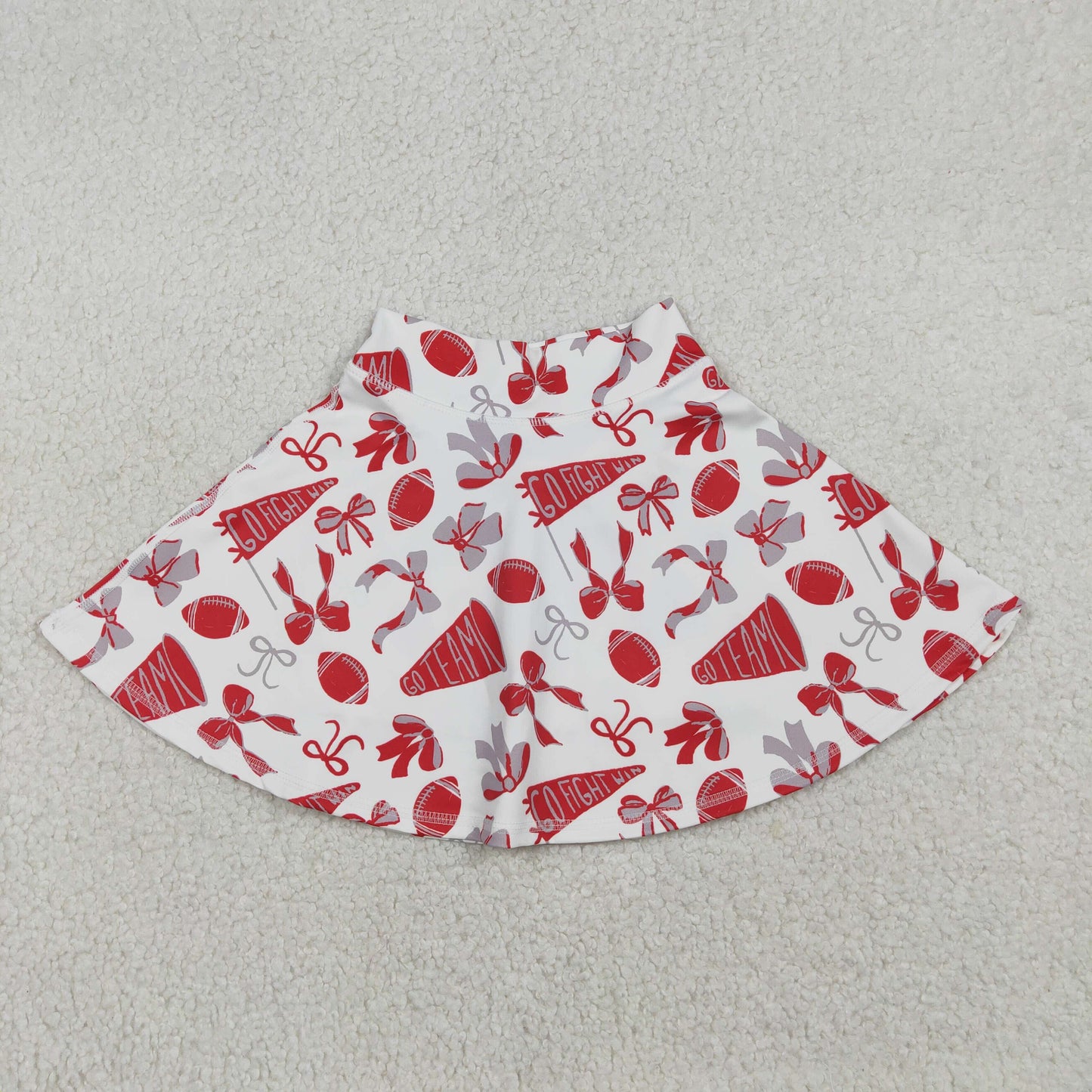 GLK0141 Baby Girls Red Bows Footballs Go Team Yoga Active Skirts Short Bottom