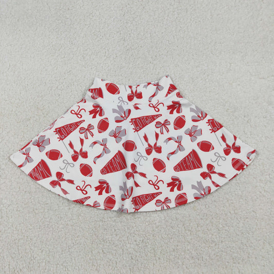 GLK0141 Baby Girls Red Bows Footballs Go Team Yoga Active Skirts Short Bottom