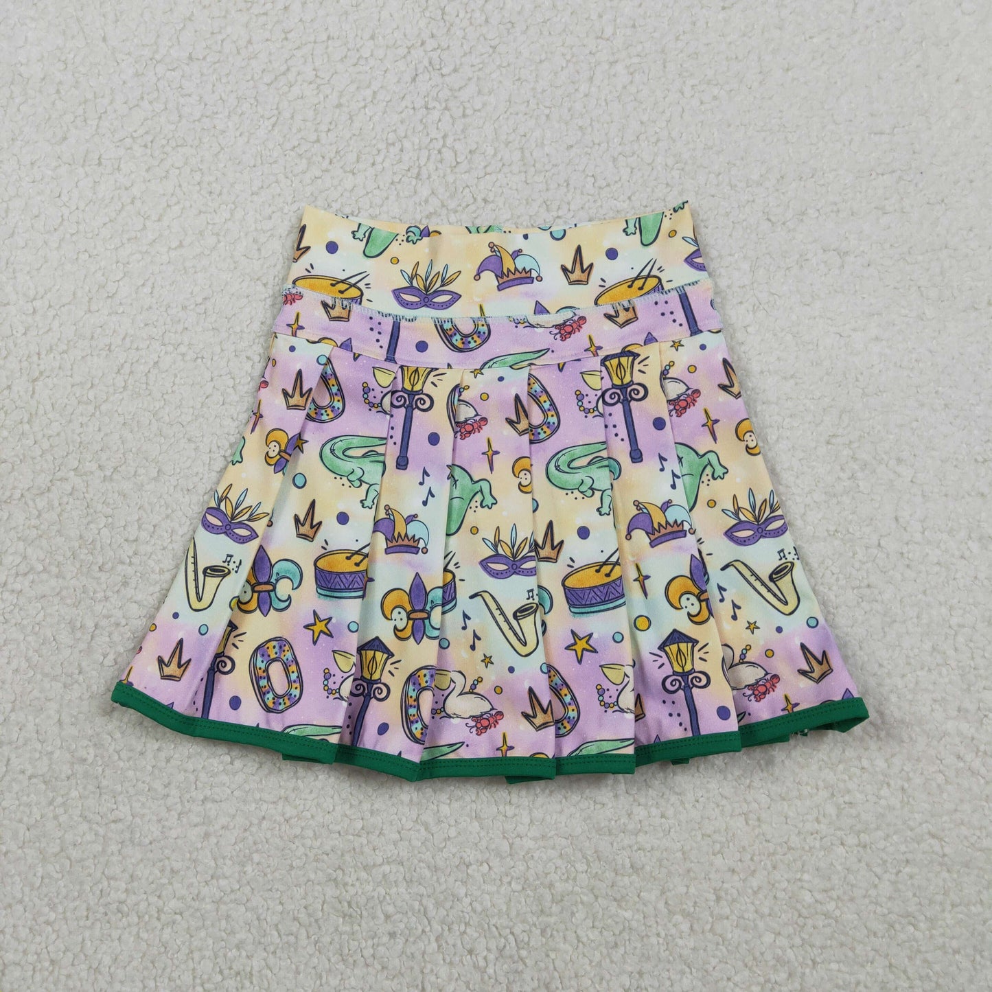 GLK0126 Baby Girls Mardigras Mask Anchors Yoga Active Pleated Skirts Short Bottom