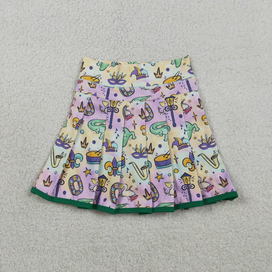GLK0126 Baby Girls Mardigras Mask Anchors Yoga Active Pleated Skirts Short Bottom