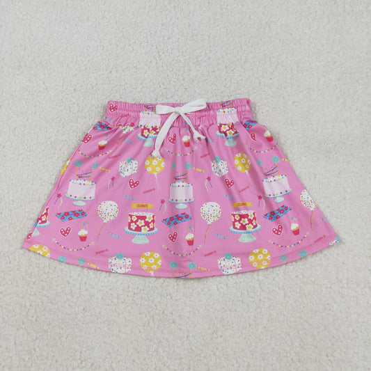 GLK0170 Baby Girls Happy Birthday Balloons Yoga Active Skirts Short Bottom