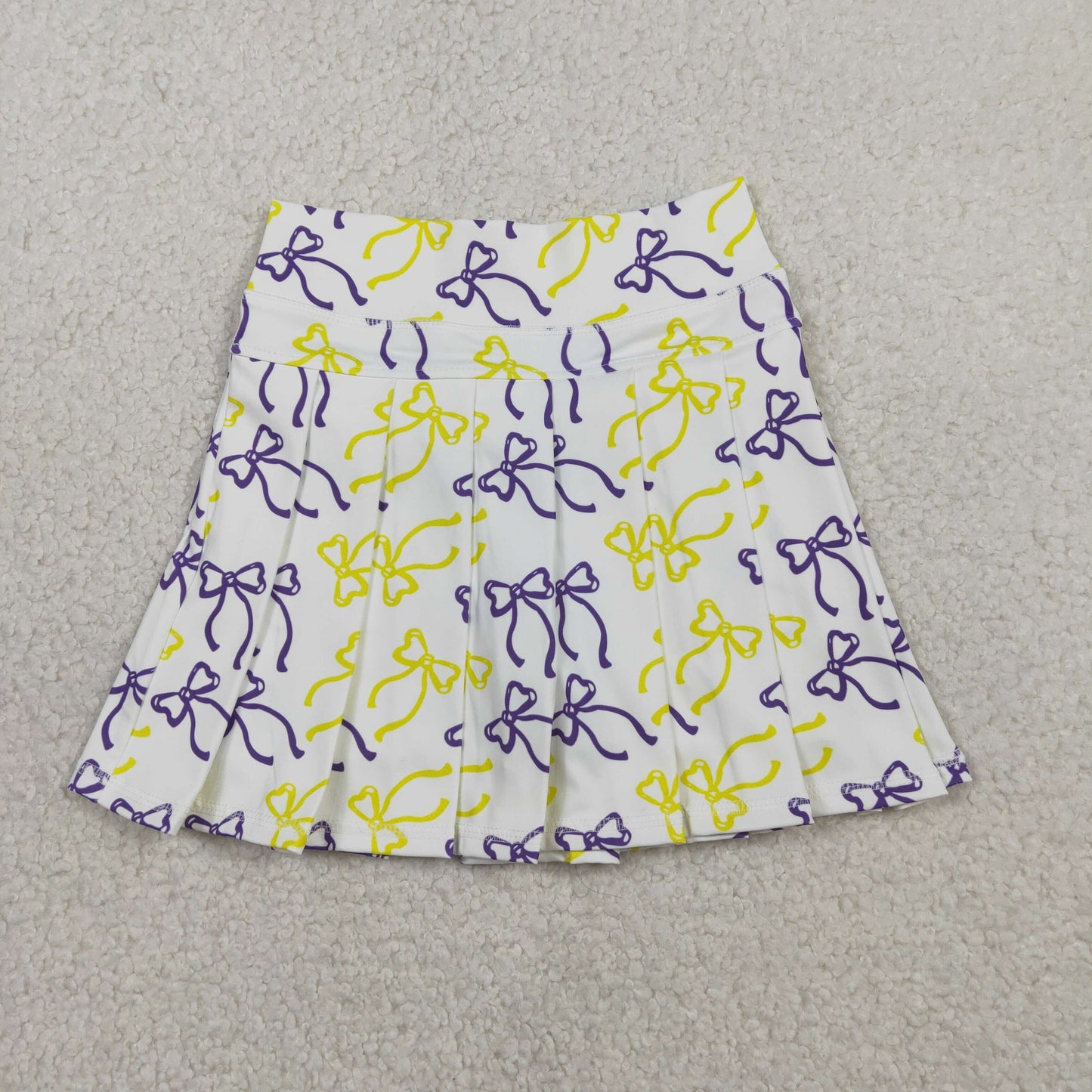 GLK0212 Baby Girls Purple Yellow Bows Yoga Active Pleated Skirts Short Bottom