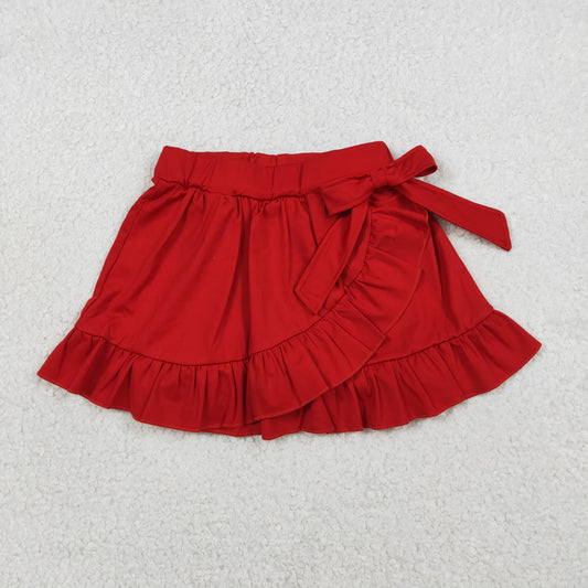GLK0215 Baby Girls Red Yoga Active Ruffle Bows Skirts Short Bottom