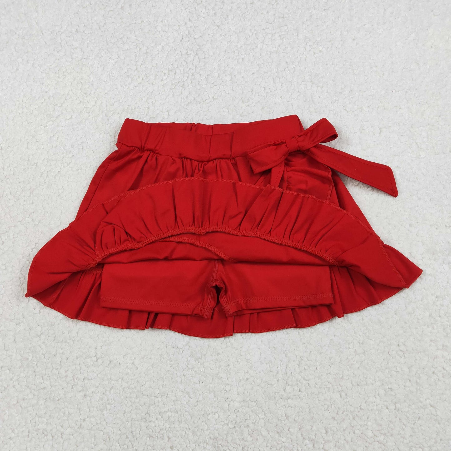 GLK0215 Baby Girls Red Yoga Active Ruffle Bows Skirts Short Bottom