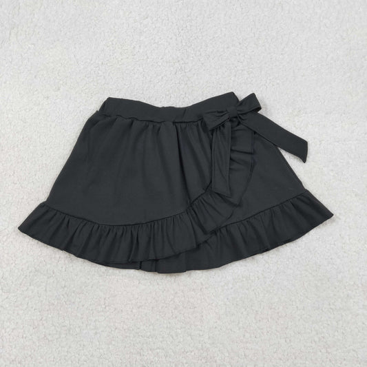 GLK0218 Baby Girls Black Yoga Active Ruffle Bows Skirts Short Bottom
