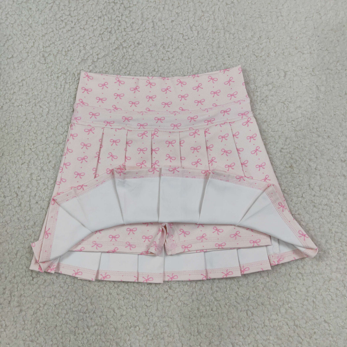GLK0305 Baby Girls Pink Bows Plaid Yoga Active Plaeted Skirt Shorts Bottom