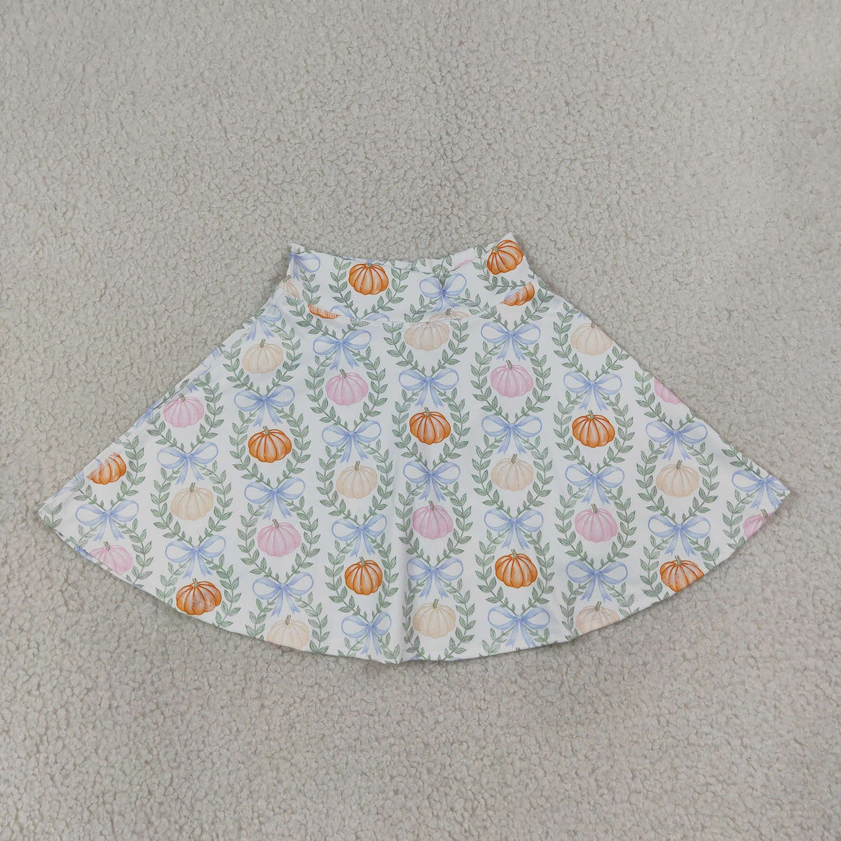 GLK0317 Baby Girls Flowers Bows Pumpkins Checked Fall Yoga Active Skirt Shorts Bottom