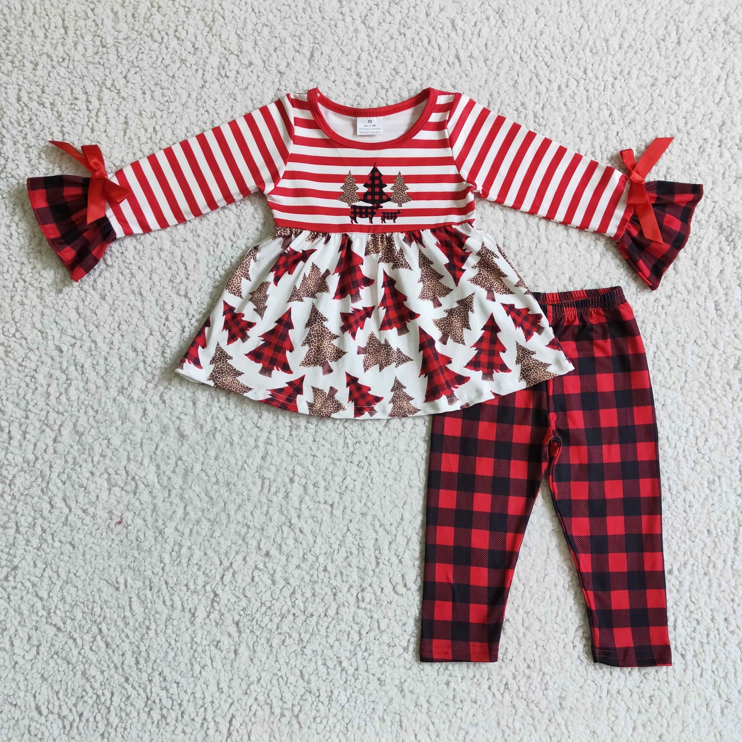 Sibling Baby Girls Santa Snowman Green Face Tunic Pants Christmas Clothes Sets