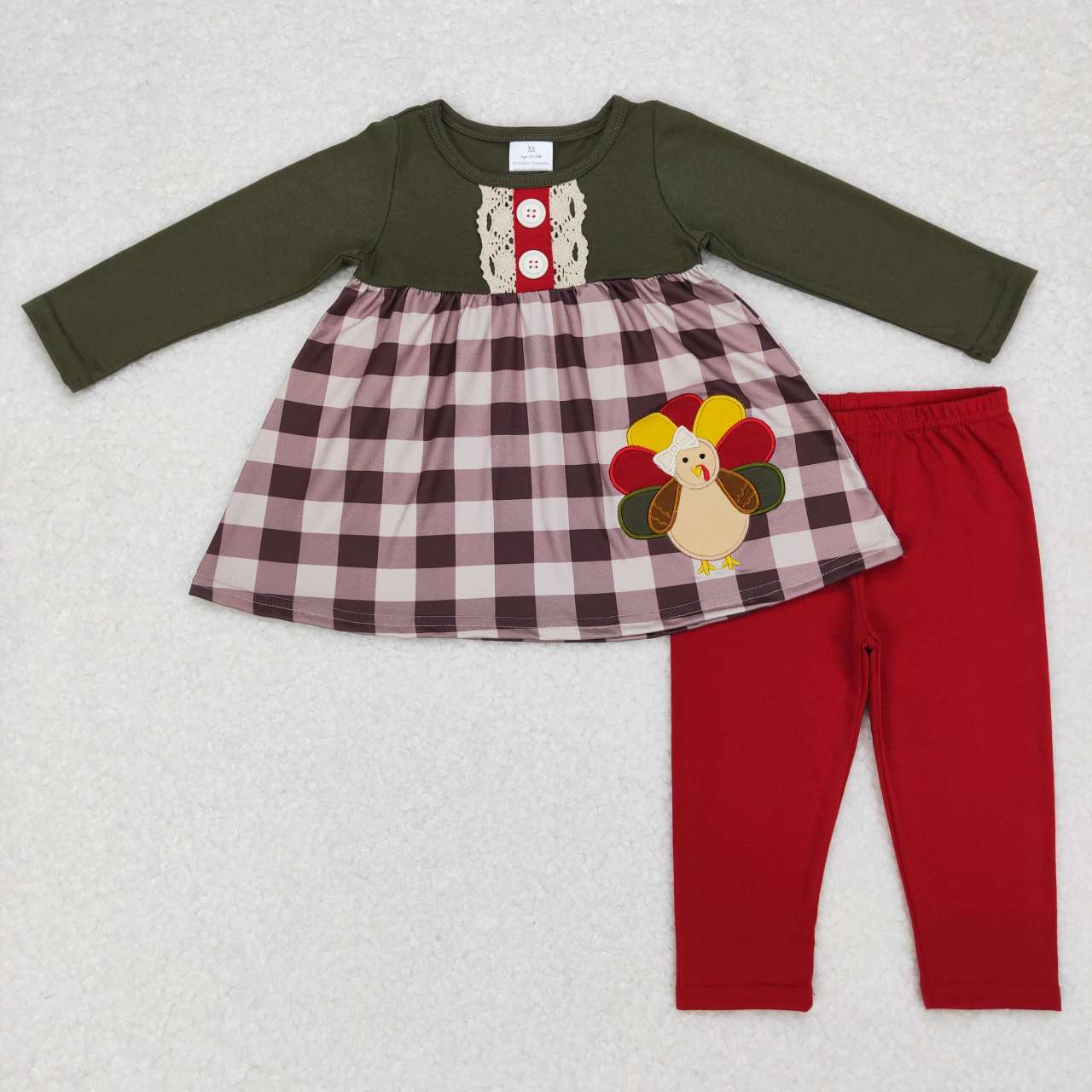 Sibling Baby Kids Embroidery Turkey Thanksgiving Clothes Sets Footie Rompers