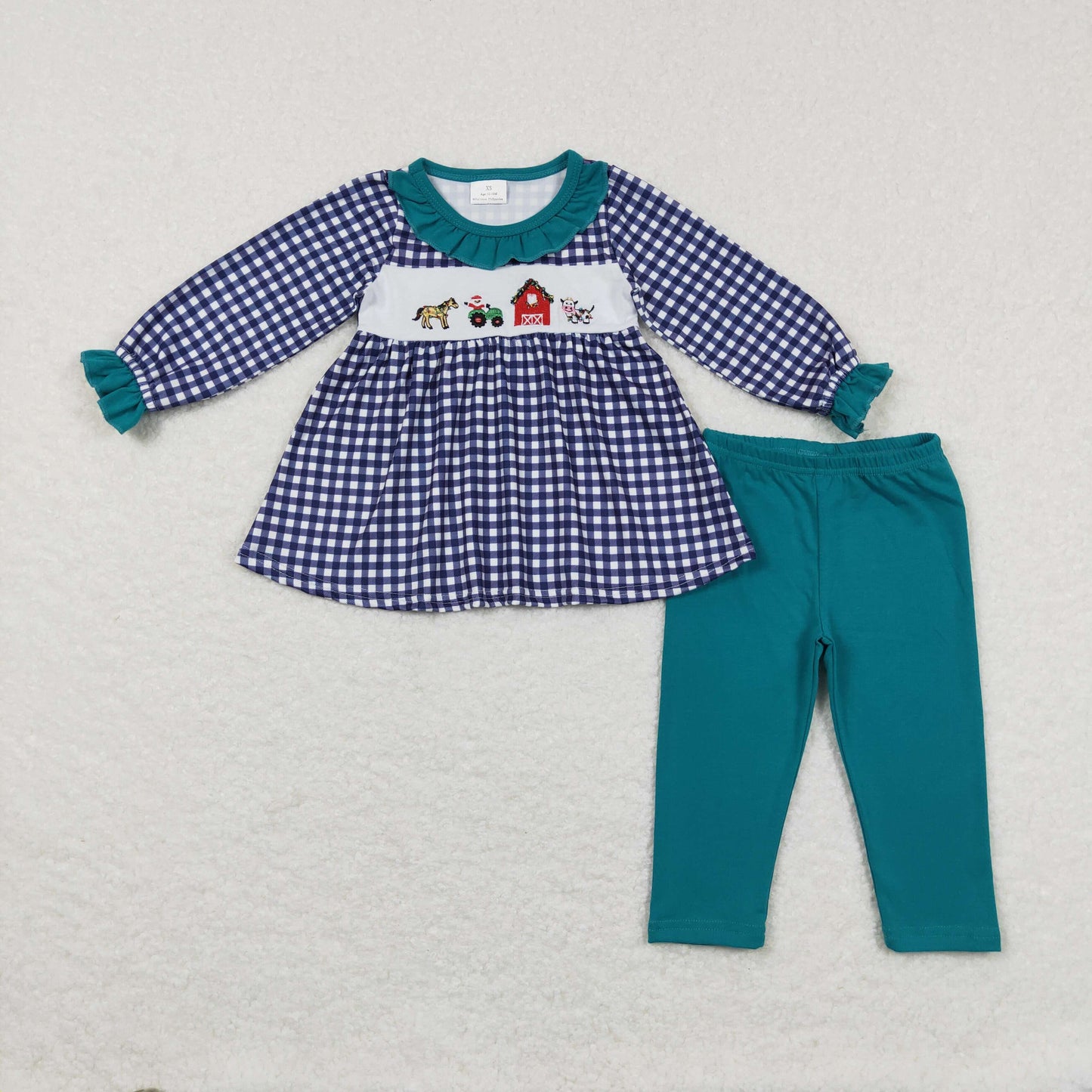 Sibling Baby Boys Girls Embroidery Trucks Santa Milks Top Pants Christmas Clothes Sets