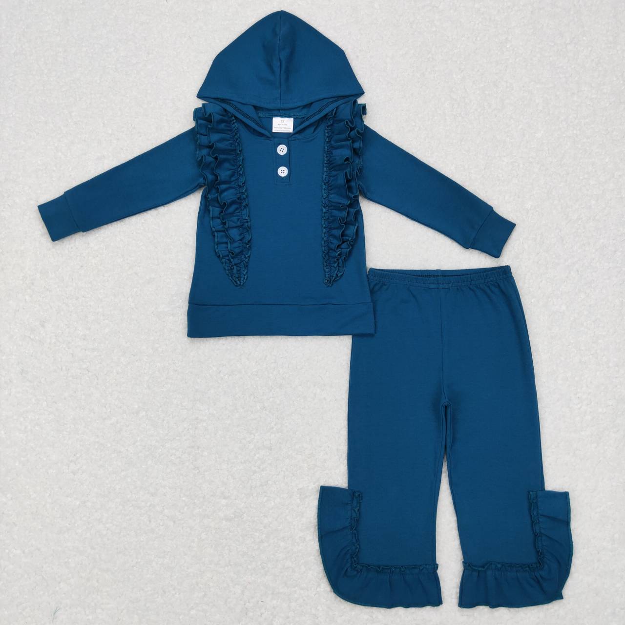 Sibling Baby Girls Ruffle Hooded Leopard Floral Top Bell Pants Clothes Sets