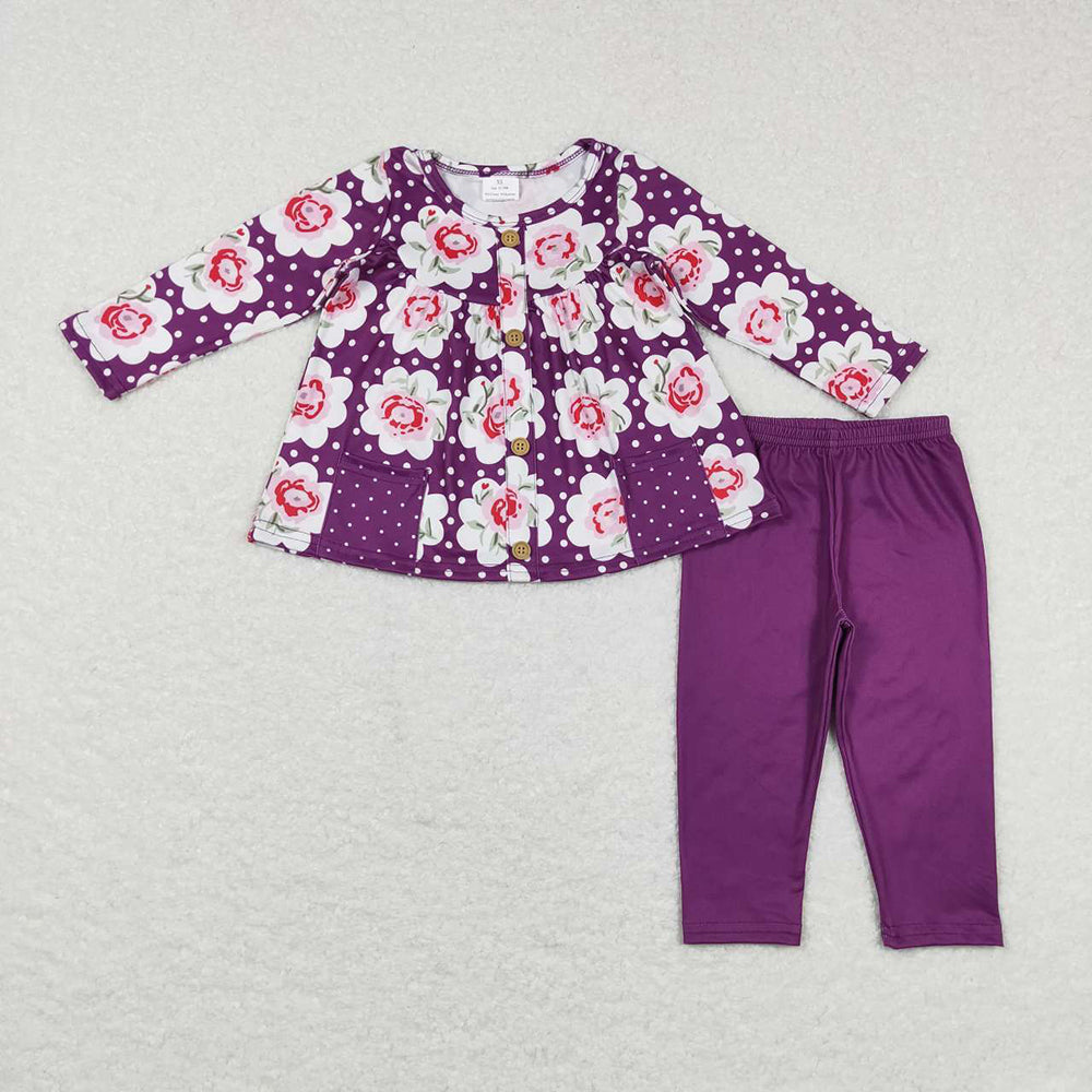 Sibling Baby Girls Fall Floral Pocket Tunic Legging Pants Clothing Sets