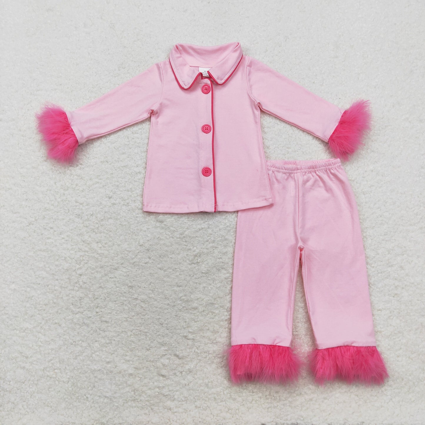 Sibling Baby Girls Sister Bows Boots Hearts Buttons Top Pants Fur Pajamas Clothes Sets