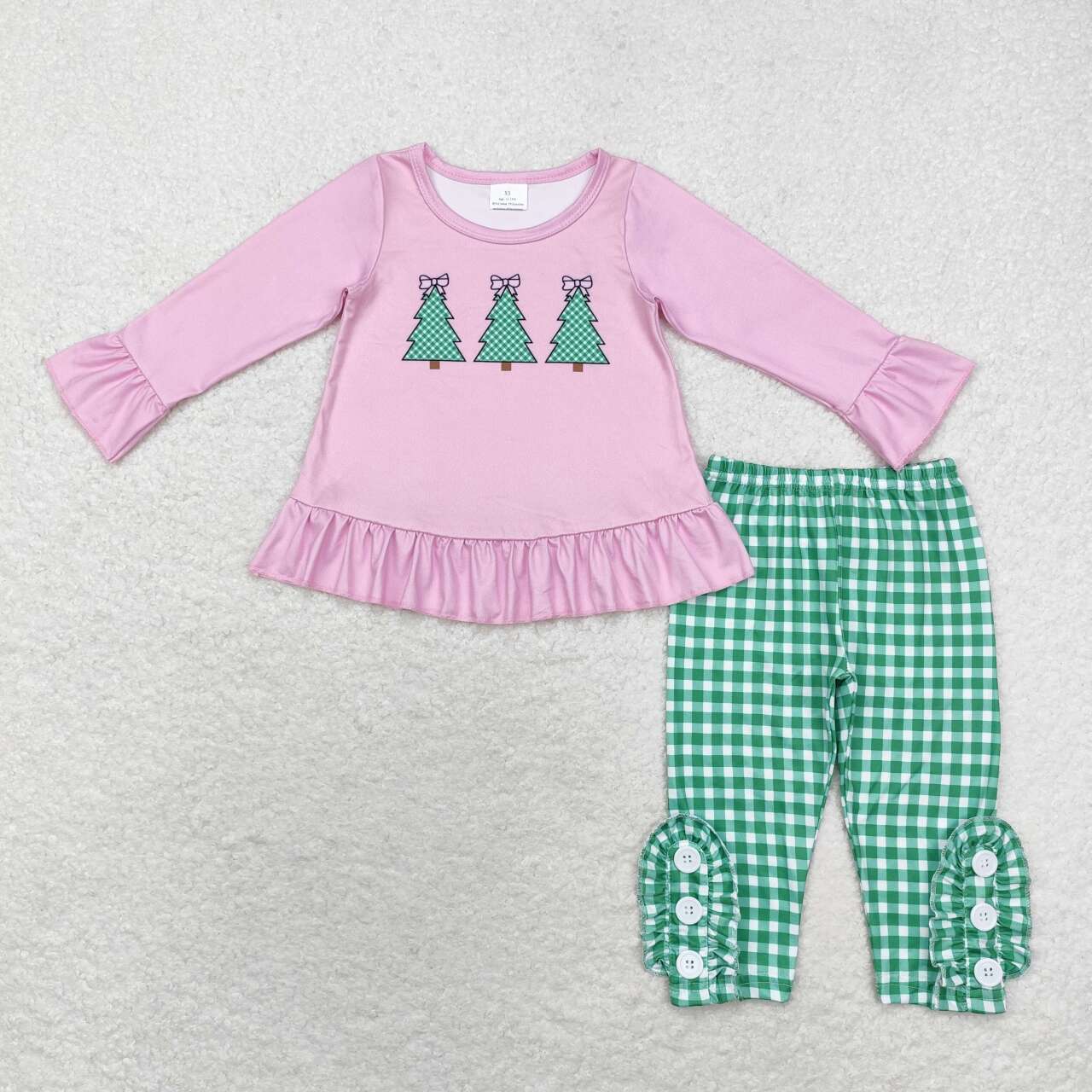 Sibling Baby Girls Green Face Trees Nativity Jesus Tunic Pants Christmas Clothes Sets
