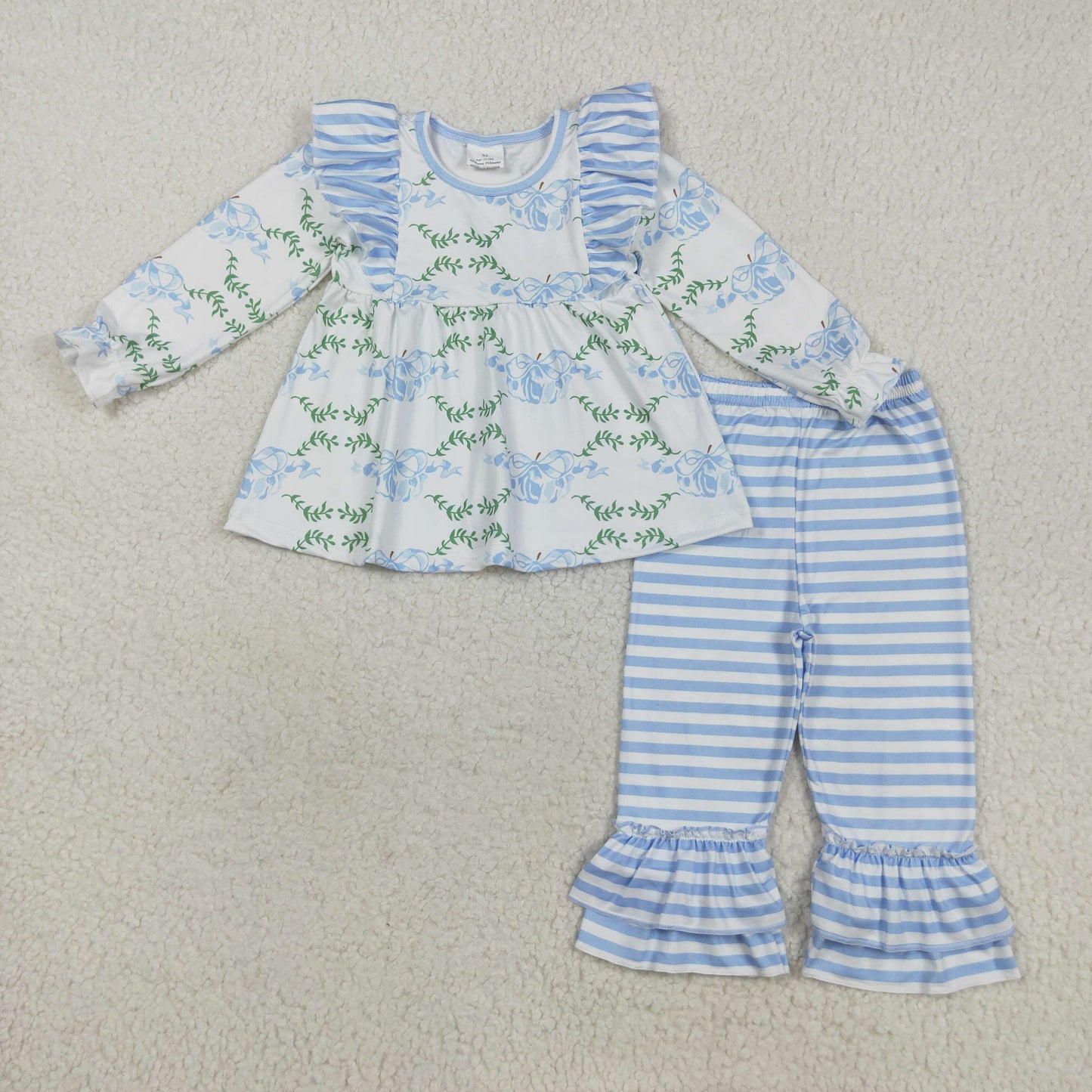 Sibling Baby Girls Long Ruffle Sleeves Pants Ghost Pumpkins Bats Fall Halloween Clothes Set
