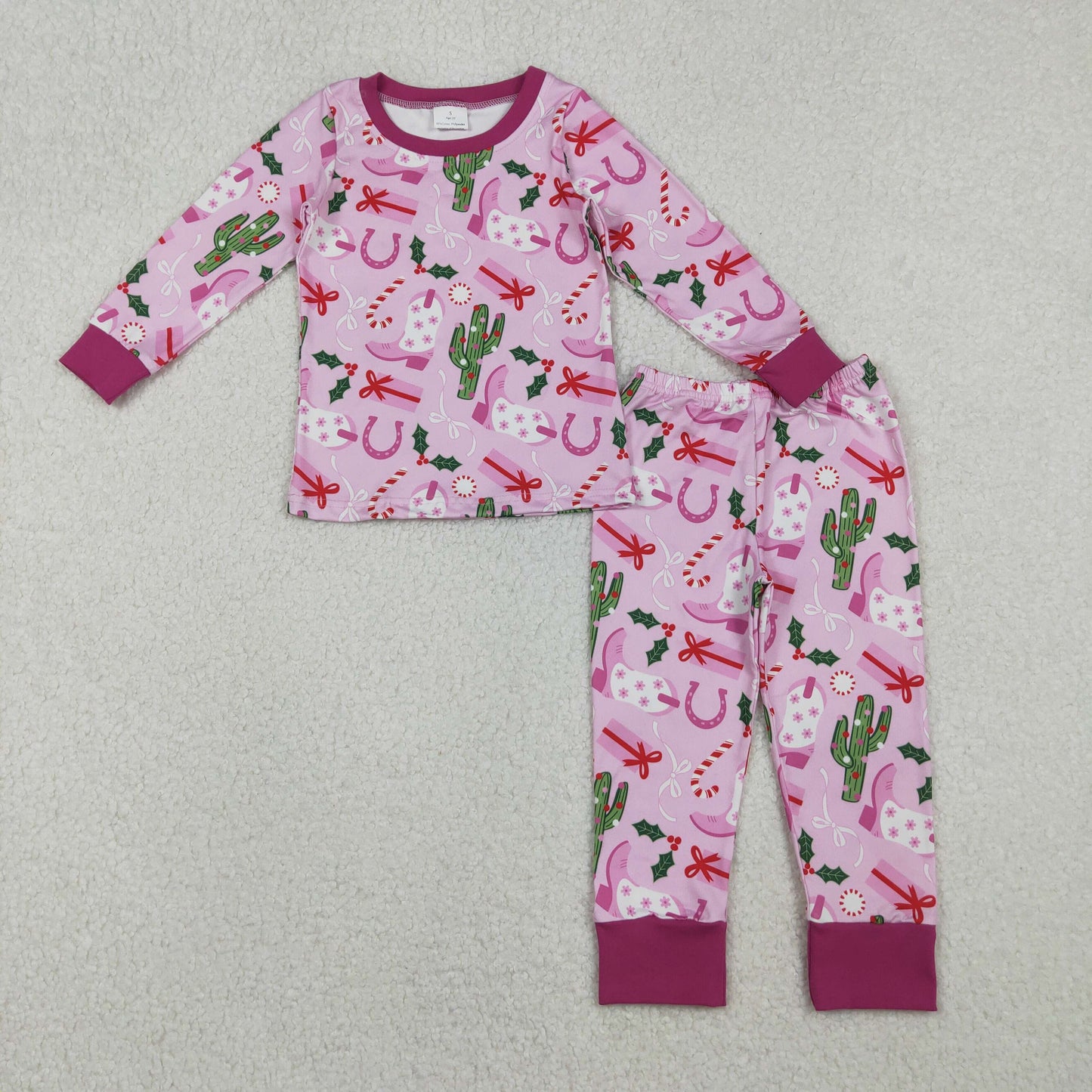 Sibling Baby Girls Boots Cactus Western Christmas Pants Pajamas Sets Zipper Rompers
