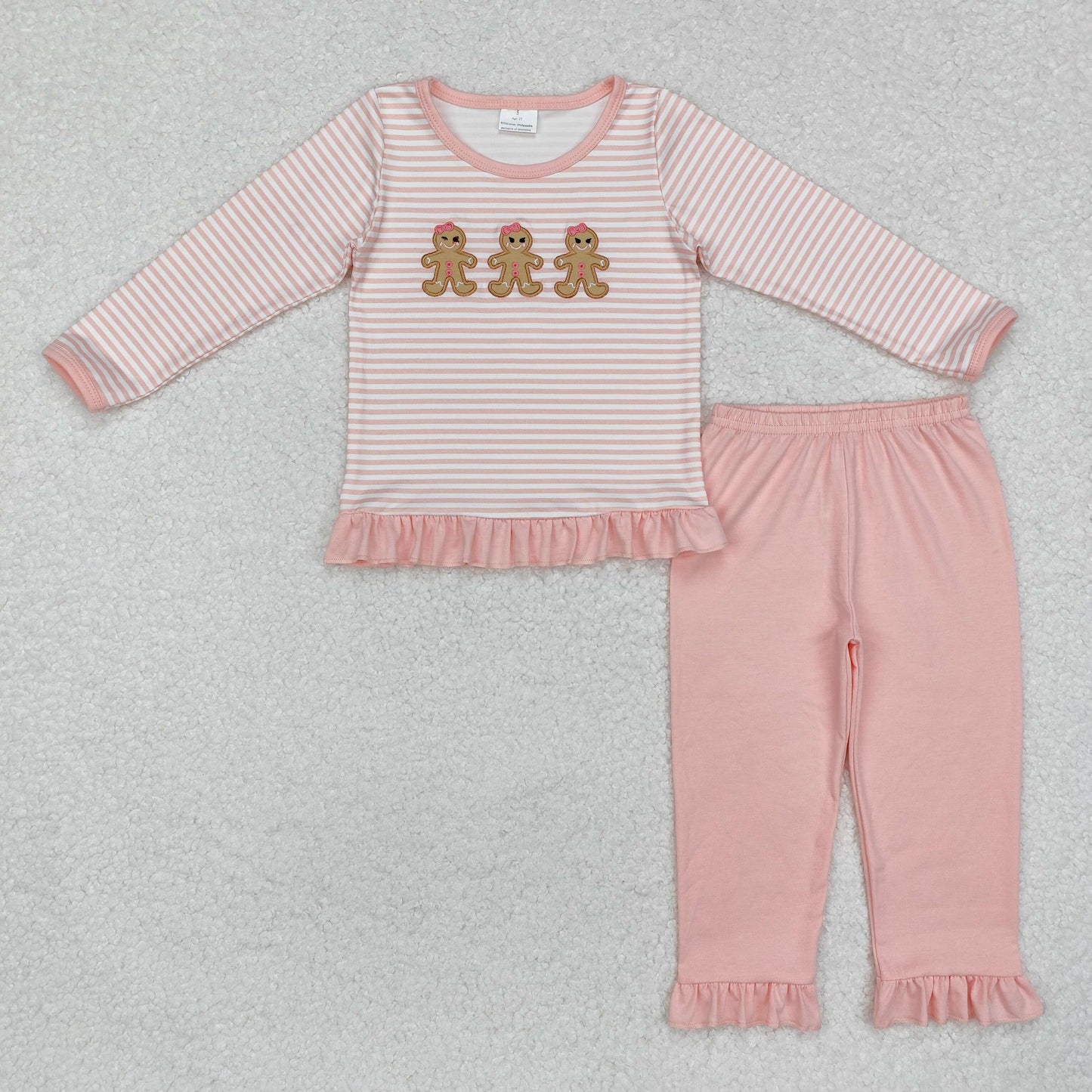 Sibling Baby Girls Embroidery Gingerbread Christmas Knee Length Dress Footie Rompers Clothes Sets