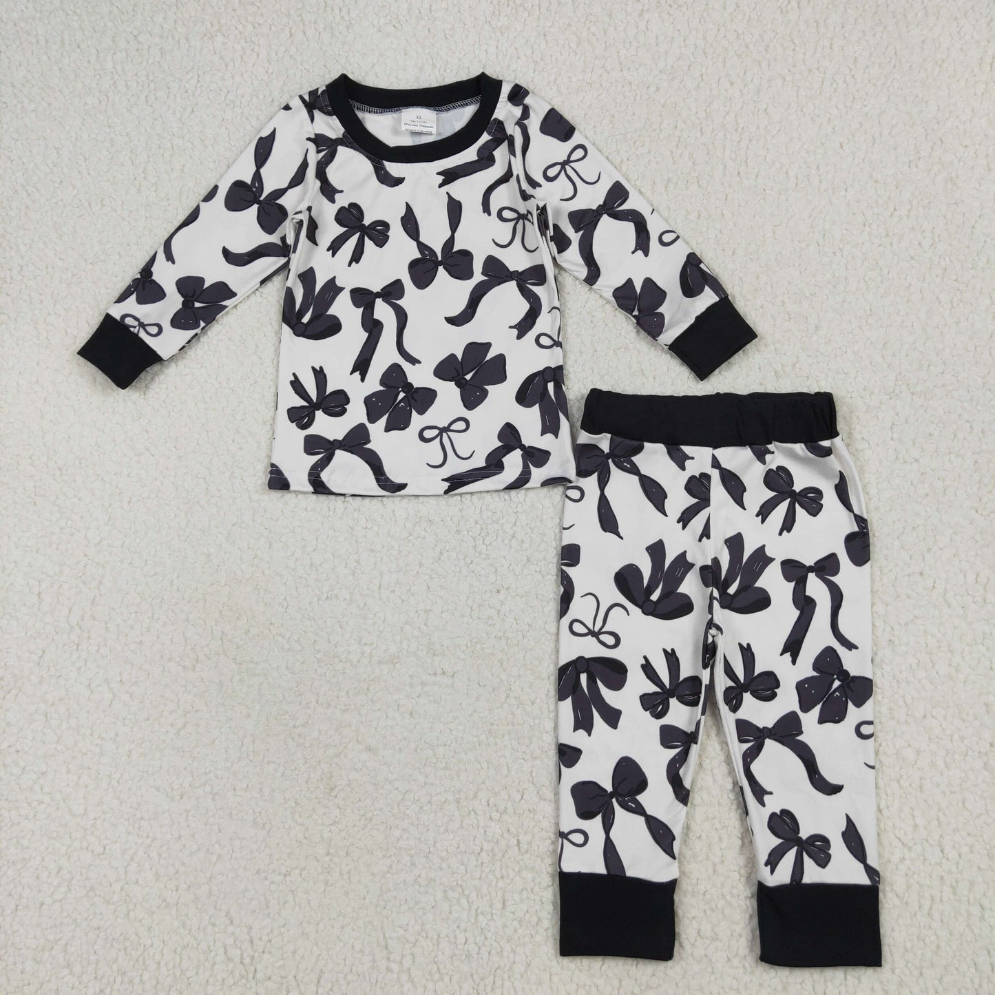 Sibling Mama and Me Black Bows Button Shirts Pajamas Sets Zipper Rompers Jumpsuits