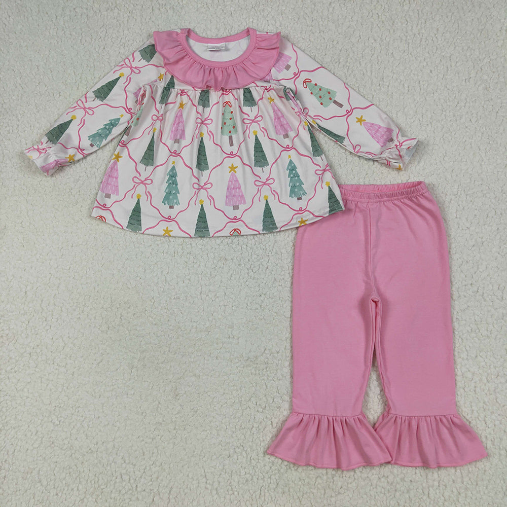 Sibling Baby Girls Christmas Trees Bows Rompers Dresses Outfits