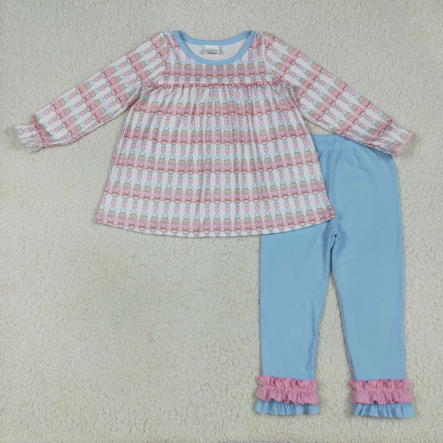 Sibling Baby Girls Christmas Soldier Top Blue Rompers Outfits