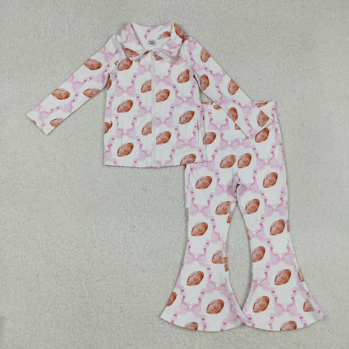 Sibling Baby Girls Long Sleeve Zipper Pockets Jackets Bell Bottom Pants Yoga Active Clothes Sets