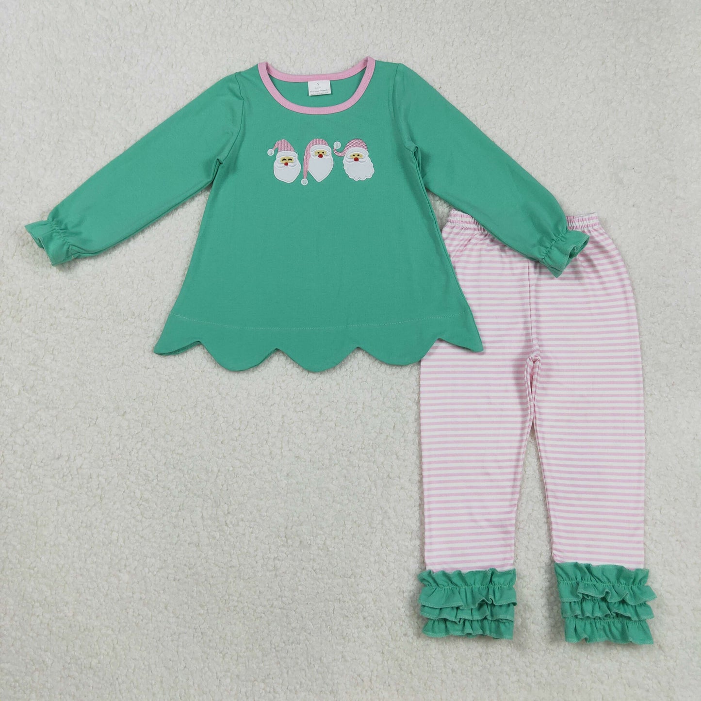 Sibling Embroidery Santa Baby Kids Long Sleeves Christmas Clothes Sets Rompers